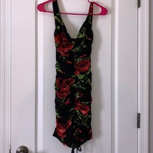 Black & Red Rose 🥀 Ruched Dress